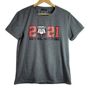 Sheshow Women UGA T Shirt Gray Large 2021 National Champions Bulldogs Georgia